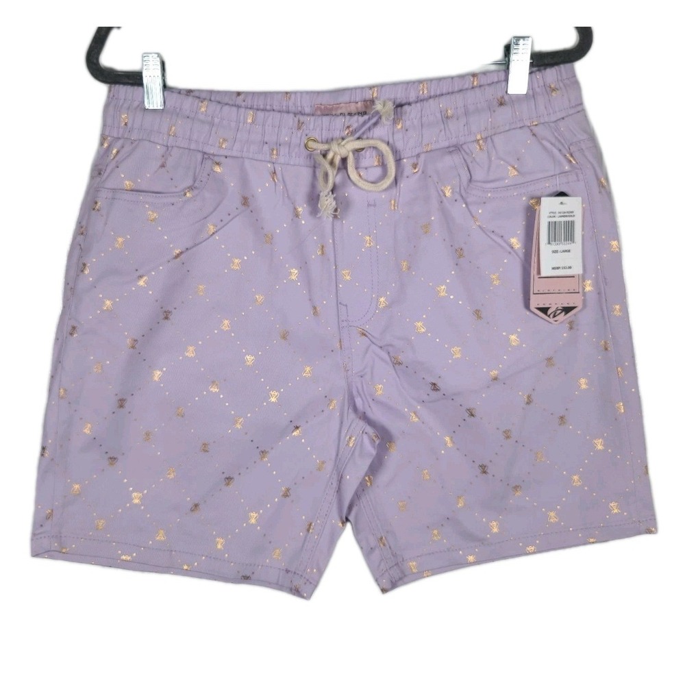 Drill Clothing Co Lavender Gold Foil Bee Shorts Large D2126-X2385 New 34x6.5